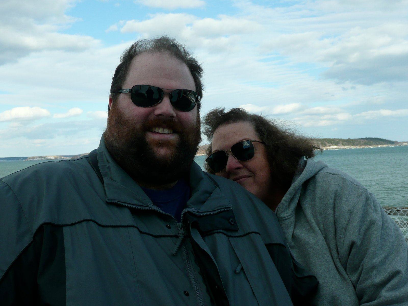 Mother and Son in windbreakers.